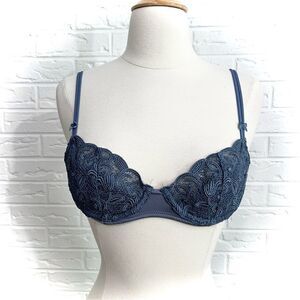 VINTAGE Y2K Lace Bra Steele Blue Size 34B